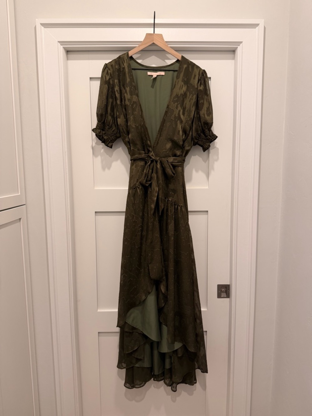 Hutch - Olive Green High-Low Wrap Maxi Dress - Large